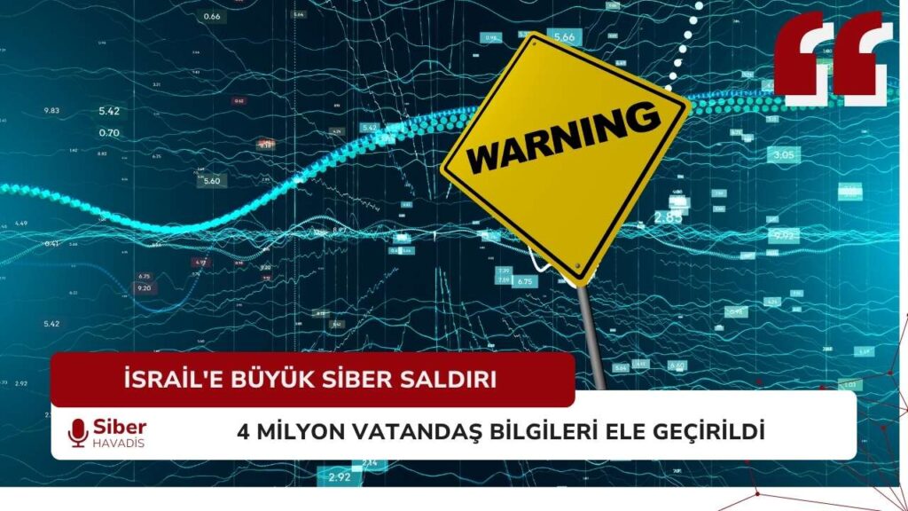 İsrail’e yönelik gerçekleşen büyük çaplı siber saldırı sonucu 4 milyon vatandaşın kişisel bilgilerinin ele geçirildiğini konu alan 2025 yılına ait siber güvenlik haberi görseli.