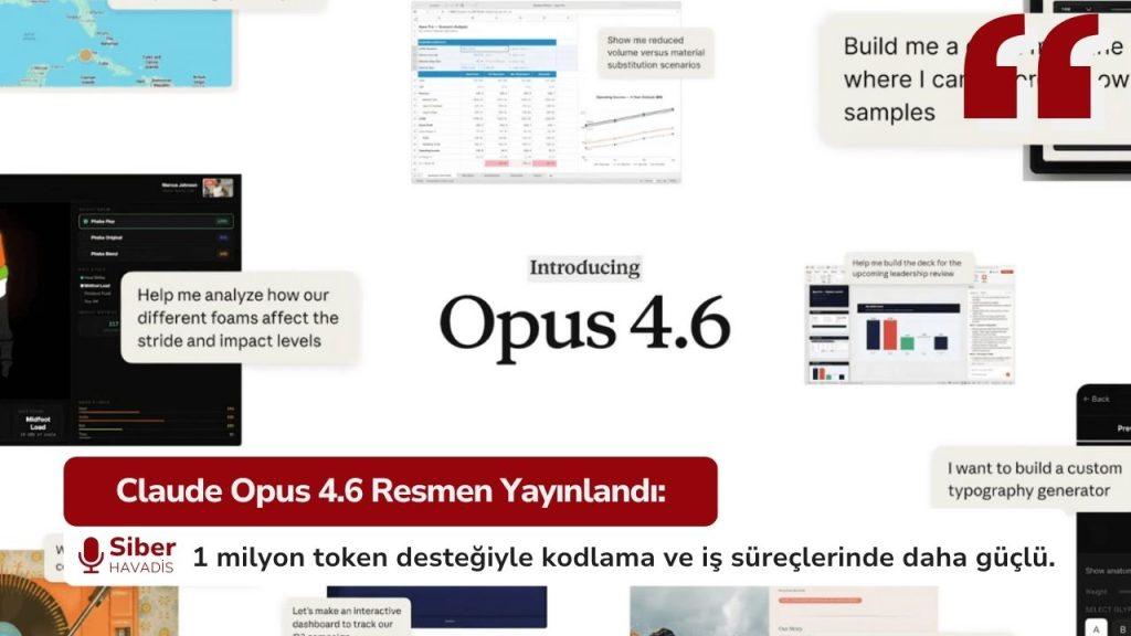 Claude Opus 4.6’yı tanıtan ekran ve 1 milyon token bağlam penceresi görseli