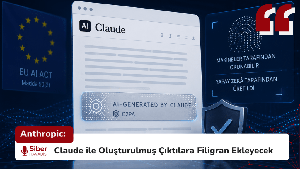 Anthropic: Claude ile Oluşturulmuş Çıktılara Filigran Ekleyecek Anthropic: Claude ile Oluşturulmuş Çıktılara Filigran Ekleyecek