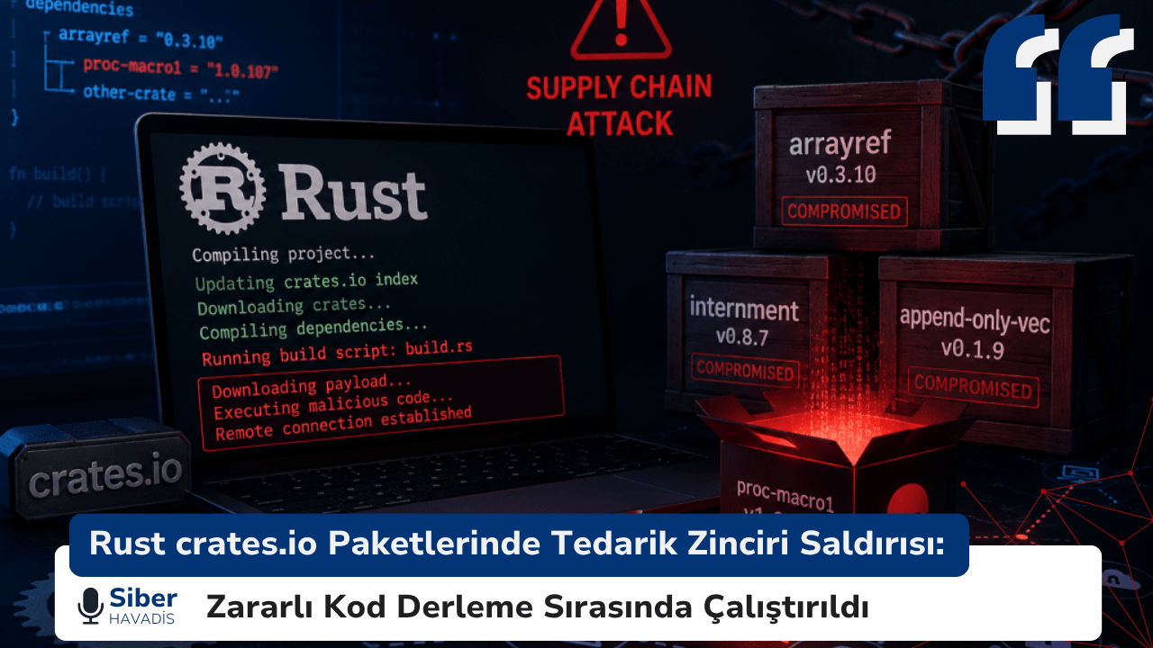 Rust crates.io Paketlerinde Tedarik Zinciri Saldırısı: Zararlı Kod Derleme Sırasında Çalıştırıldı